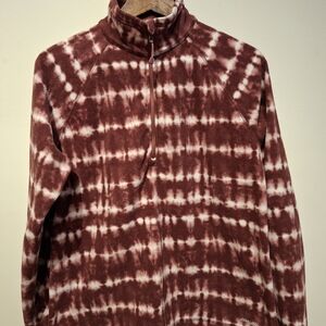 Eddie Bauer Burgundy and White Zip-Up Sweater
